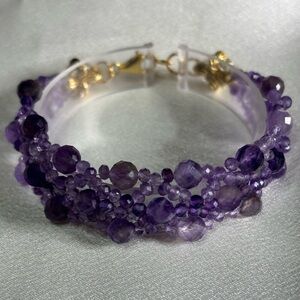 Special handcrafted Amethyst 6mm faceted 6.5”-7” bracelet 24k gold filled clasp.